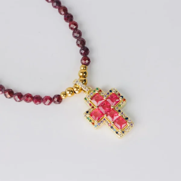 Collar cruz de granate - Imagen 4