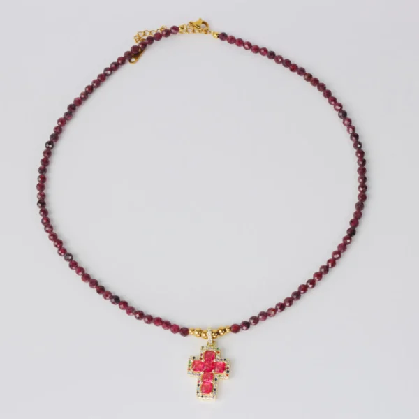Collar cruz de granate - Imagen 3