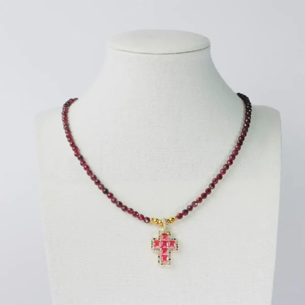 Collar cruz de granate - Imagen 2