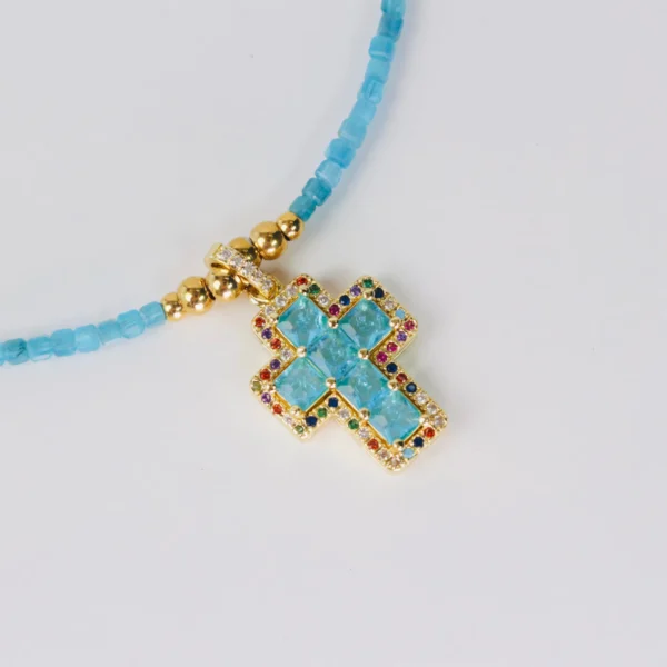 Collar cruz de apatita azul - Imagen 4