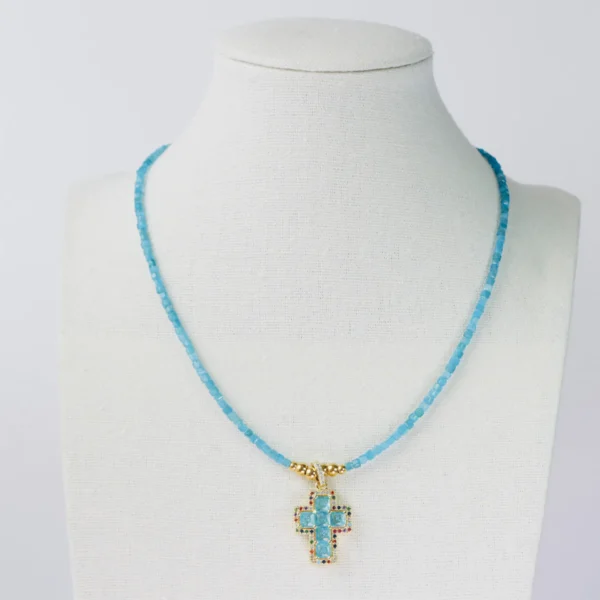 Collar cruz de apatita azul - Imagen 3