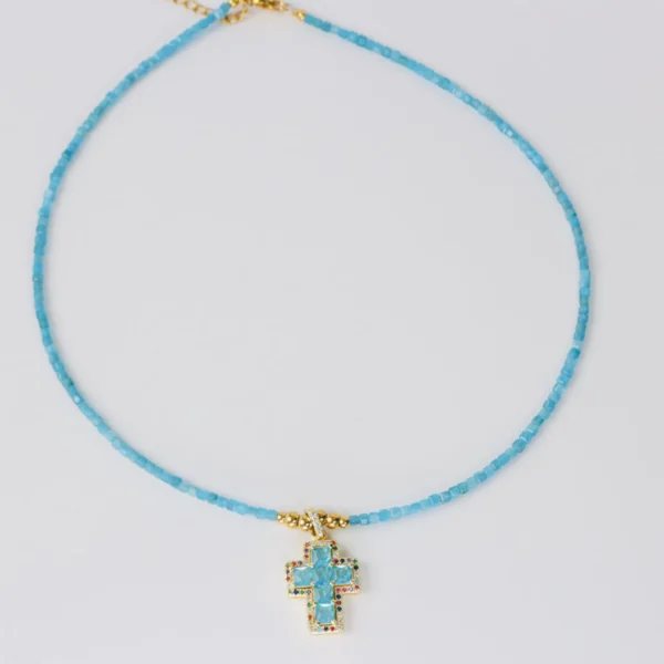 Collar cruz de apatita azul - Imagen 2